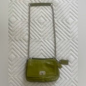 Coach Leather turn-lock flap and chain shoulder strap bag